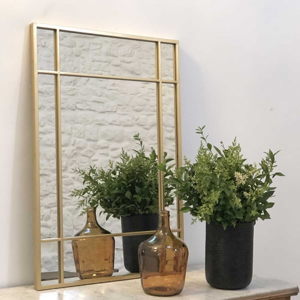 Miroir rectangulaire en métal doré 97x67 cm - Maisons du Monde