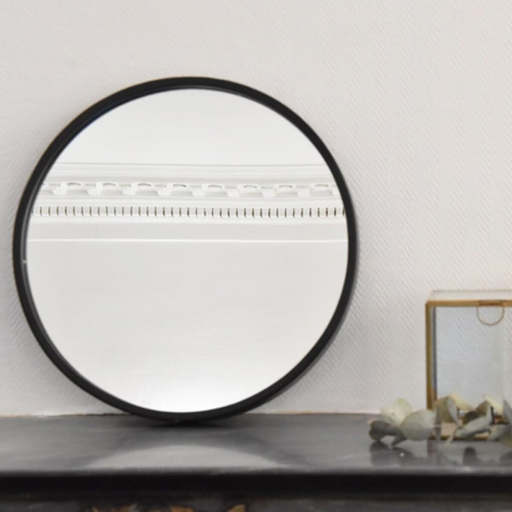 Miroir rond en métal noir d40 cm - Maisons du Monde
