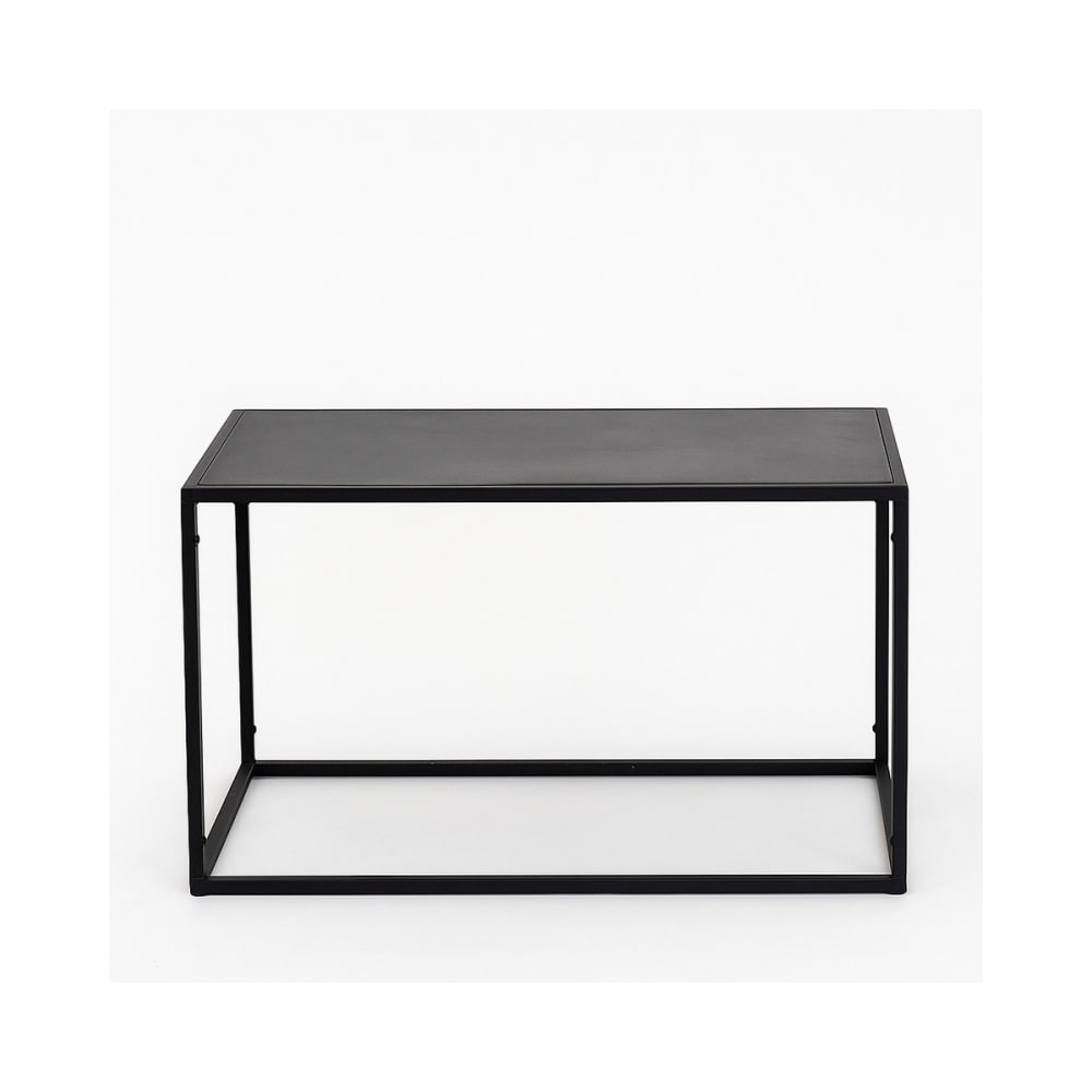 Table basse rectangulaire en métal noir mat