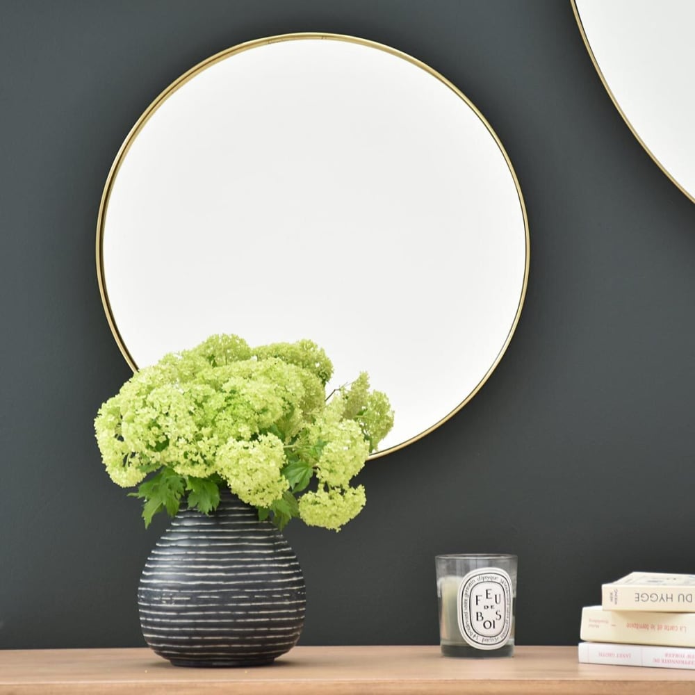Specchio rotondo in ottone dorato d40 cm - Decoclico