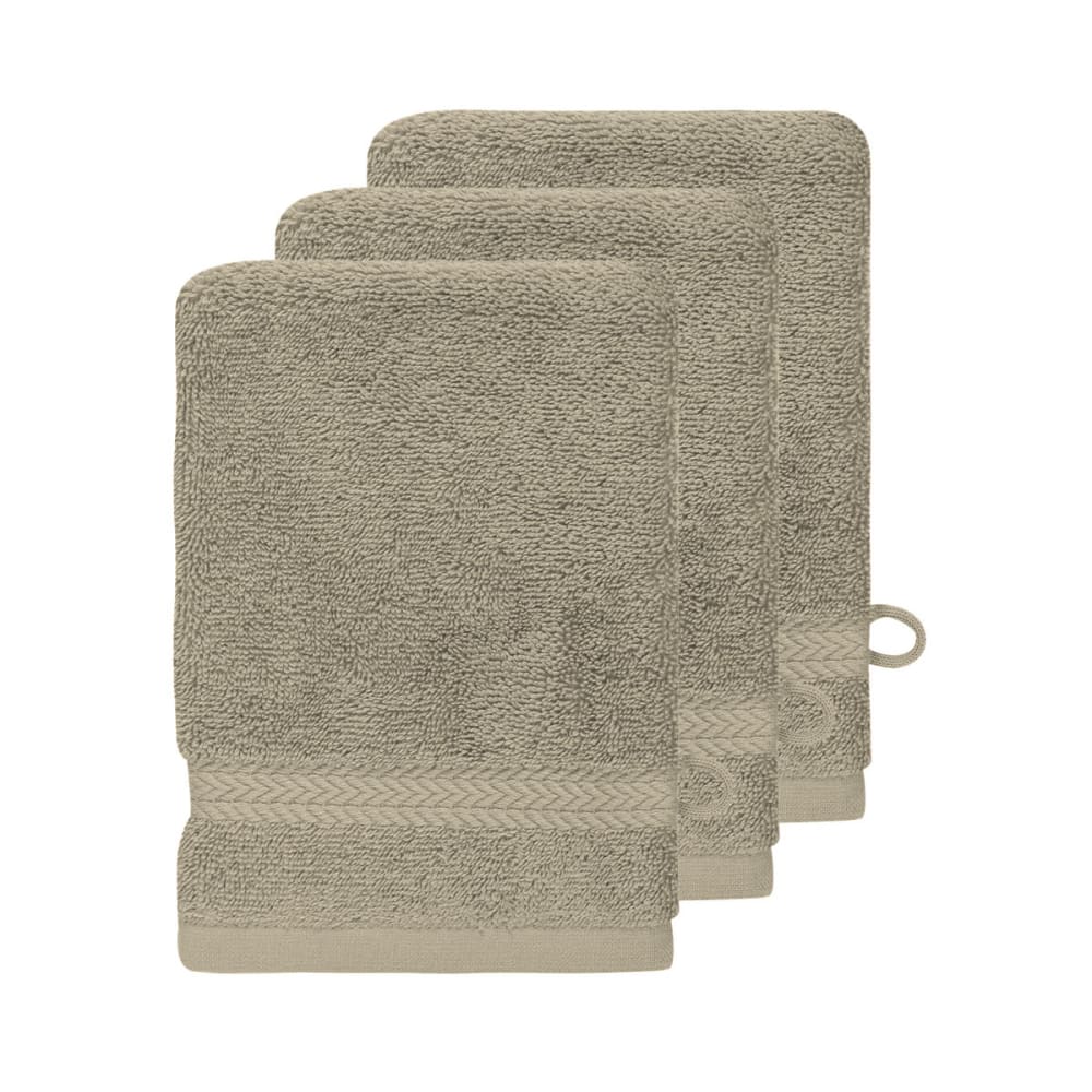 Llot de 3 gants de toilette 550 g/m² mastic 16x22 cm