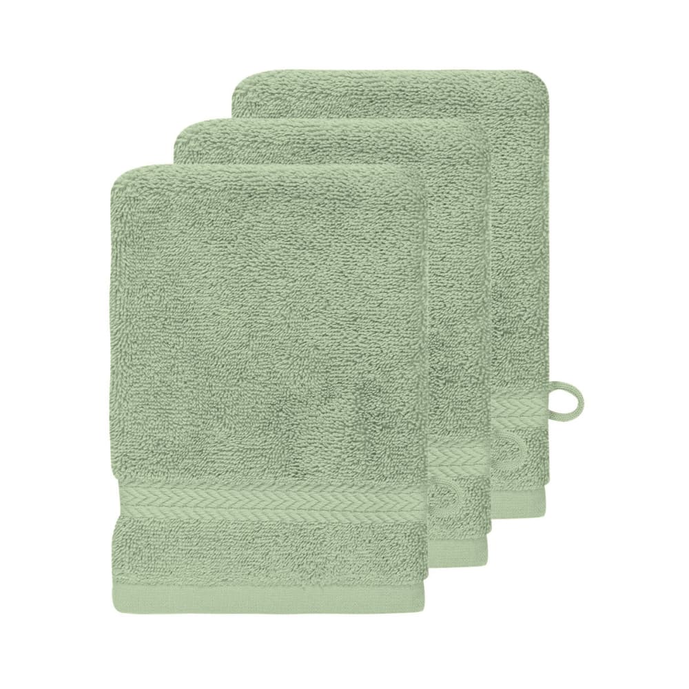 Llot de 3 gants de toilette 550 g/m² sauge 16x22 cm