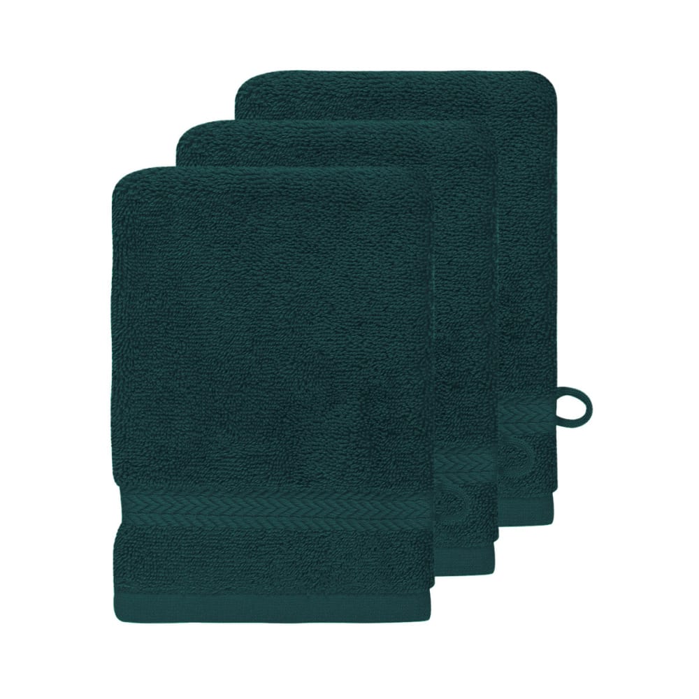 Llot de 3 gants de toilette 550 g/m² petrol 16x22 cm
