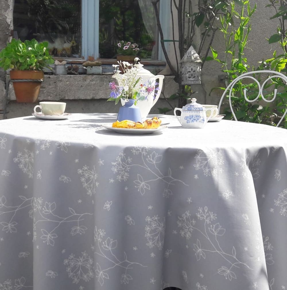 Nappe enduite grise ronde diam 160 cm - Maisons du Monde