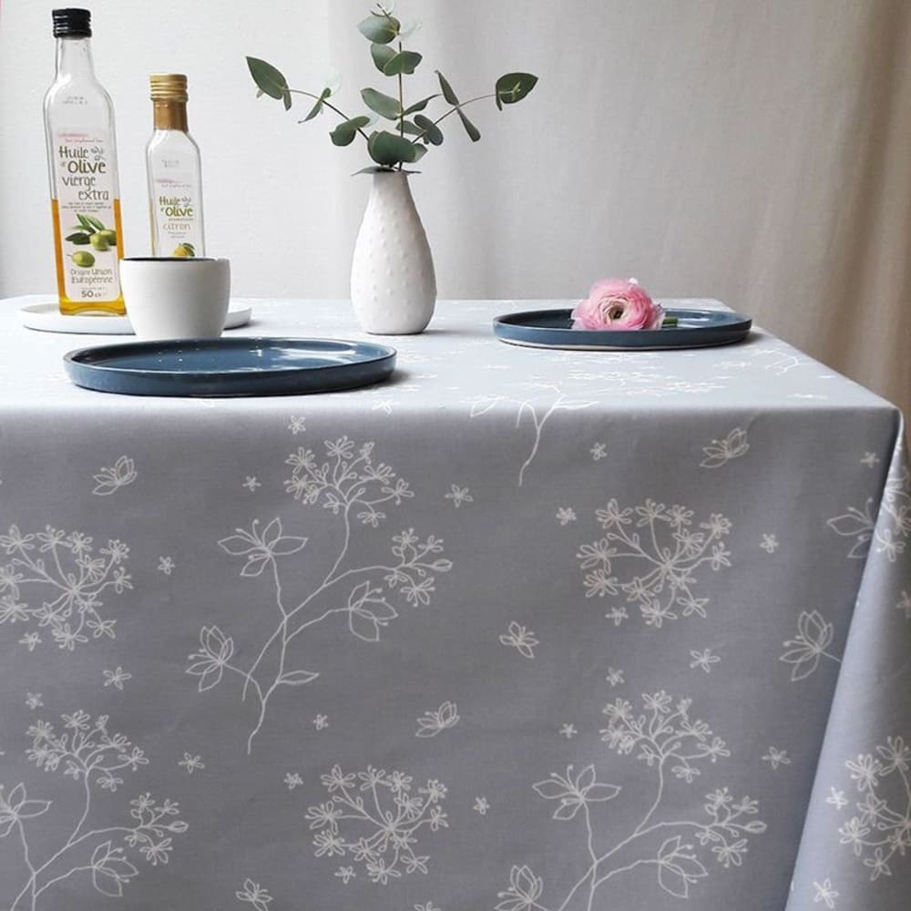 Tovaglia shabby astrancia grigia blanco - Modello Esotico - Grigio - Öko-Tex Zertifikat - Cotone