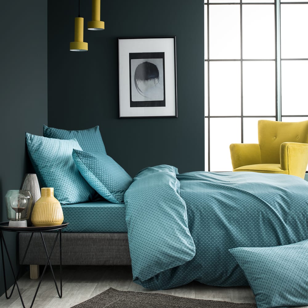 Housse de couette en bambou vert émeraude 200 x 200
