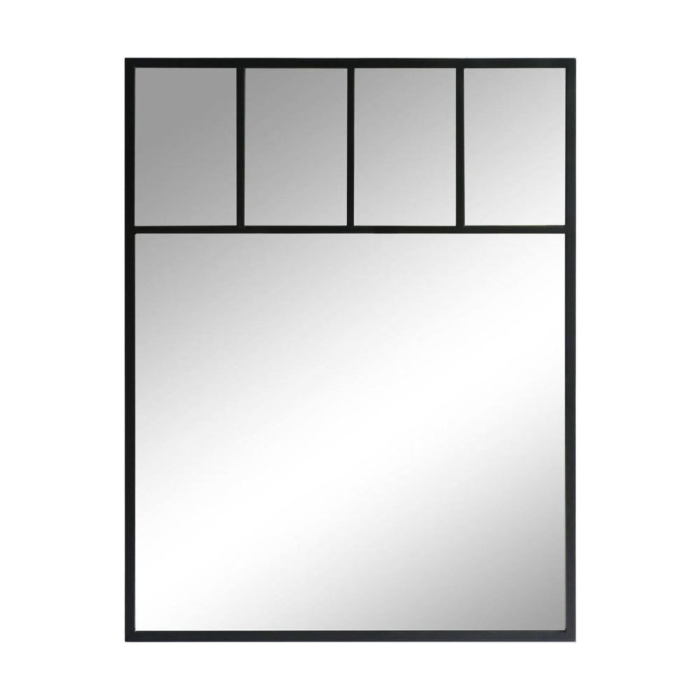 Miroir verrière compartimenté métal noir 90x120