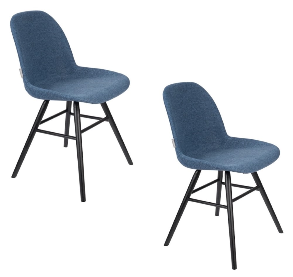 Zuiver 2er Set Designerstühle Stoff von Zuiver style vintage Blau Stoff