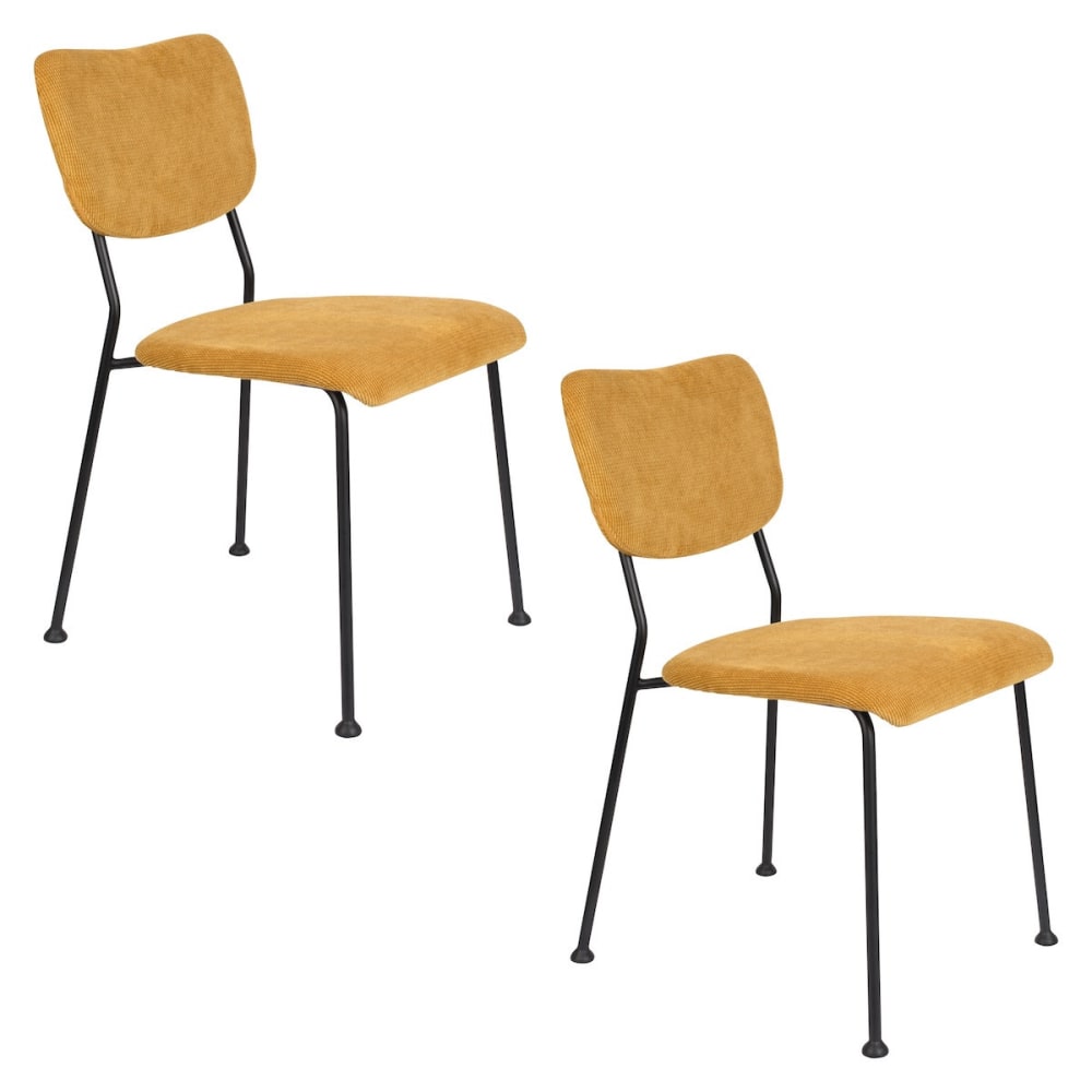 Zuiver 2er-Set Esszimmerstühle aus Velours style modern Gelb Samt