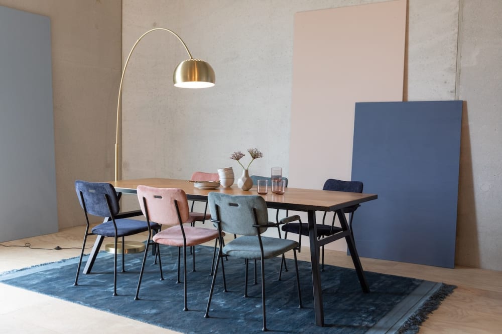2er-Set Esszimmerstühle aus Samt in Blau - Maisons Du Monde