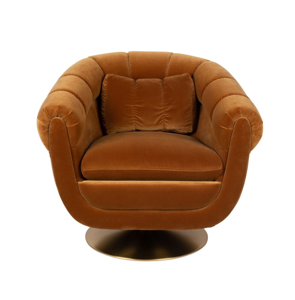 Fauteuil lounge en velours marron Fauteuil lounge en velours marron