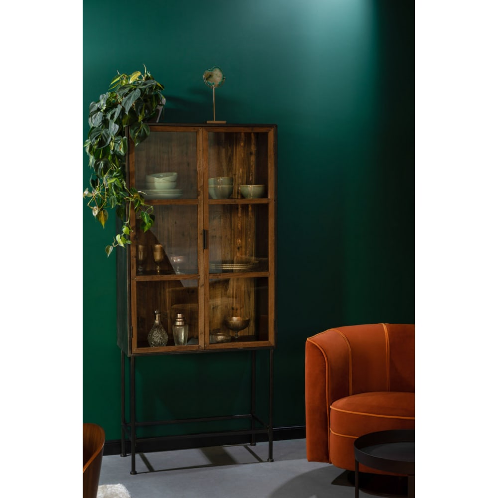 Verglaster Holzschrank mit schwarzem Metall - Maisons Du Monde