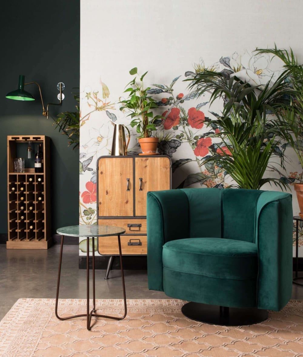 Sillón de terciopelo suave en verde - Maisons du Monde
