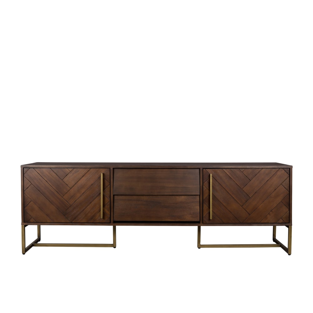 Meuble TV en bois d'acacia et laiton