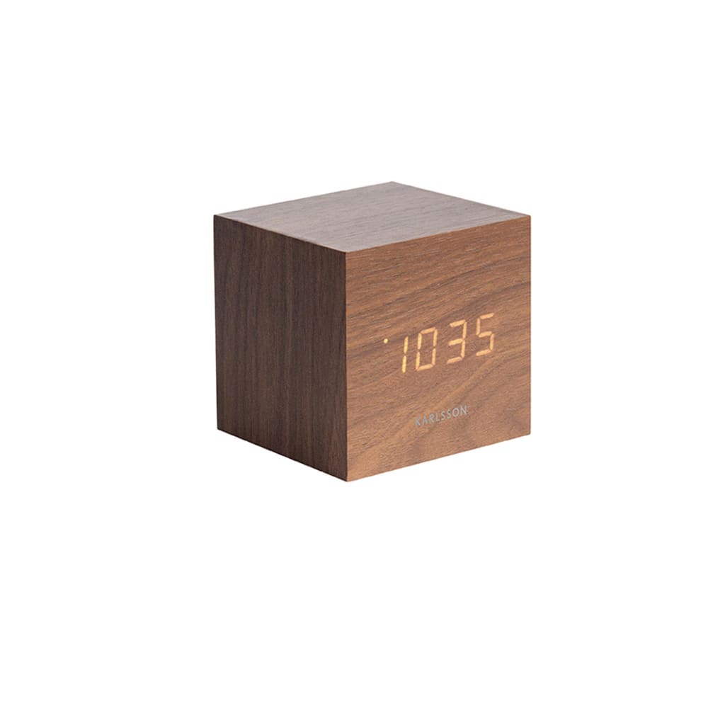 Karlsson Réveil à led en bois style contemporain Marron