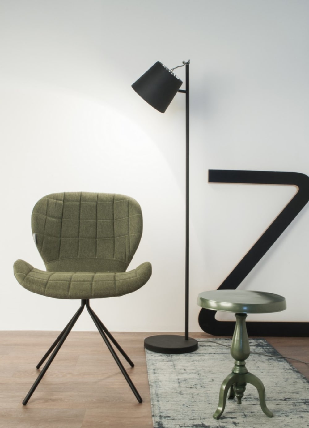 2 Design-Stühle mit grünem Wollstoffbezug - Maisons Du Monde