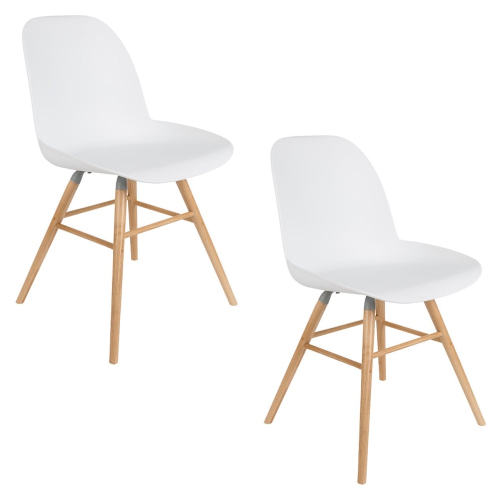 Lot de 2 chaises de repas en polypropylene blanc