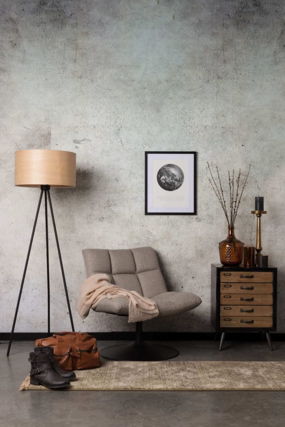 Fauteuil lounge en tissu gris - Maisons du Monde