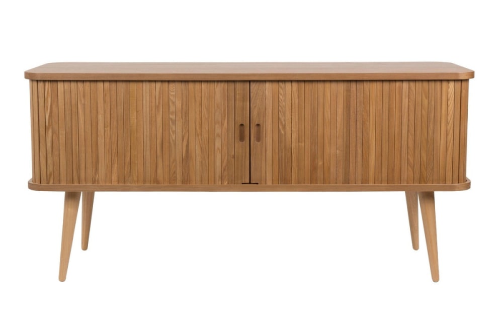 Buffet vintage en bois naturel avec portes coulissantes