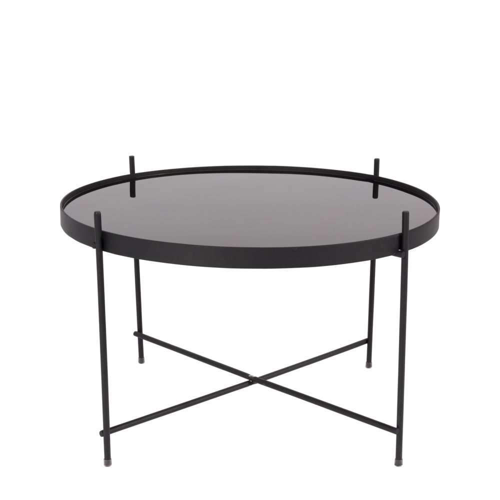 Mesa de centro de cristal templado y acero lacado negro