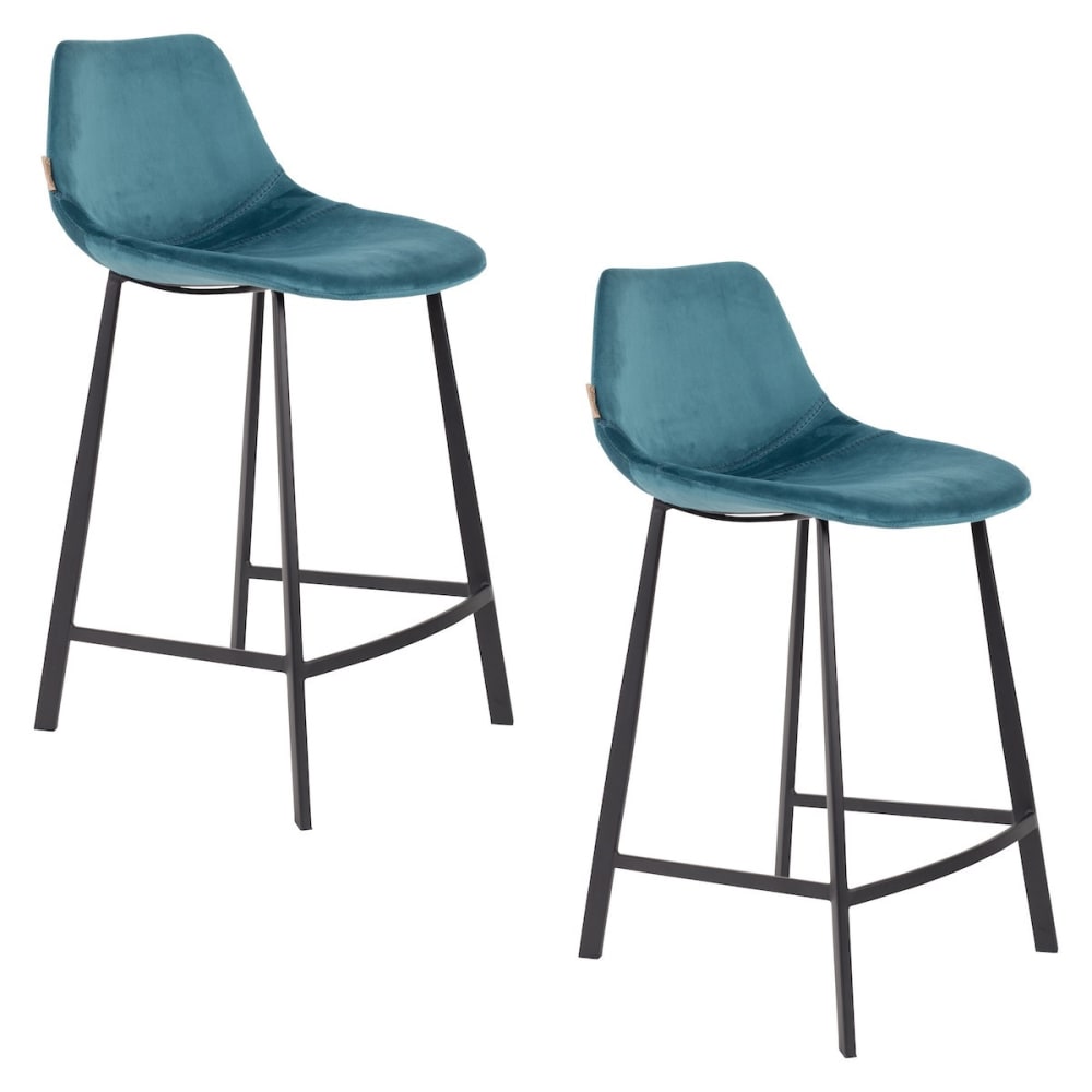 Dutchbone 2 Thekenstühle aus Samt style modern Blau Samt