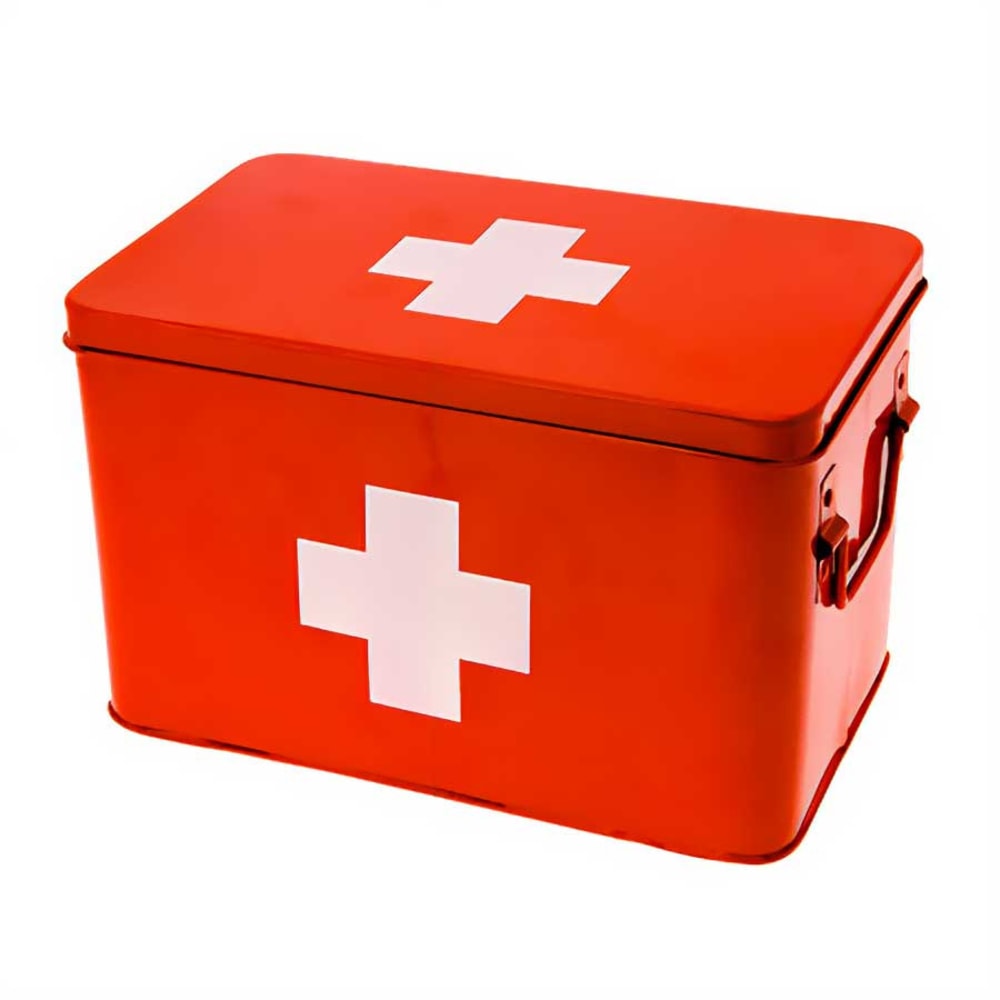 Erste Hilfe Kasten aus Metall, 31,5 x 19 x 21 cm, rot - Maisons