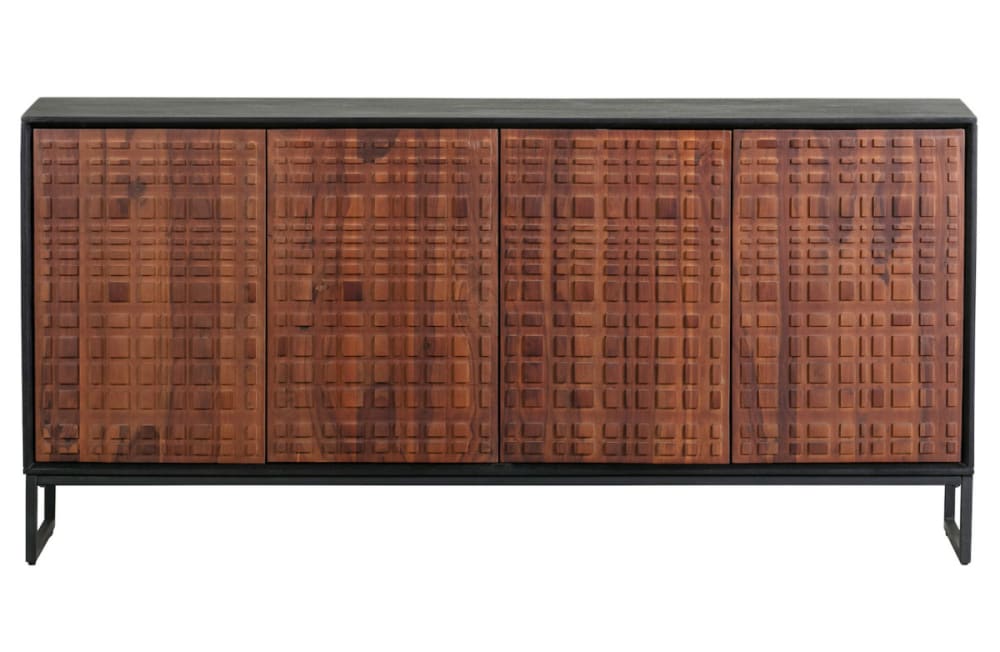 WOOOD Buffet en bois de sheesham et acier noir l170 style contemporain Marron Bois - 170x80x0cm