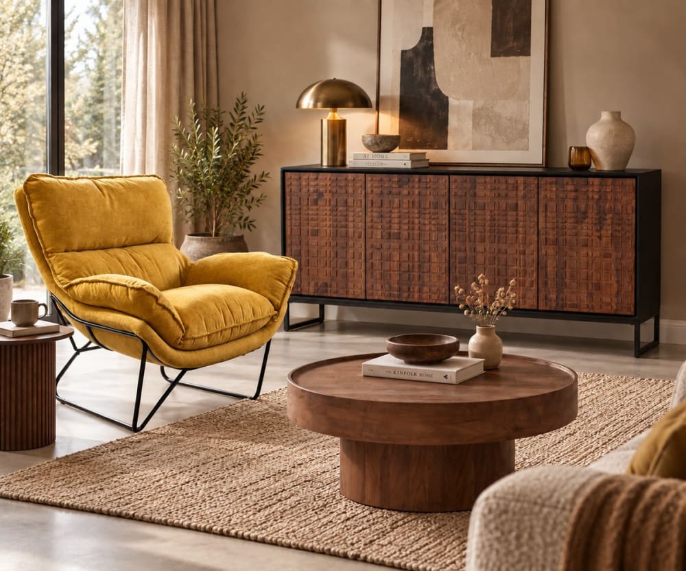 Buffet en bois de sheesham et acier noir l170 - Maisons du Monde