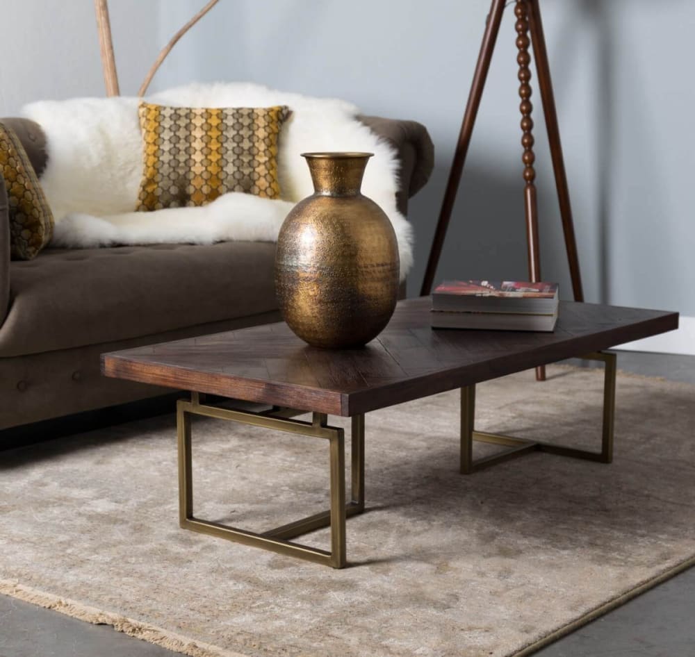 Table basse de salon en bois et laiton - Maisons du Monde