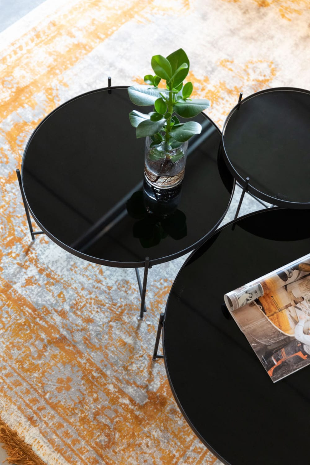 Table basse en verre et acier laqué noir - Maisons du Monde