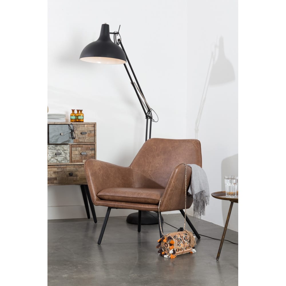Fauteuil en cuir marron