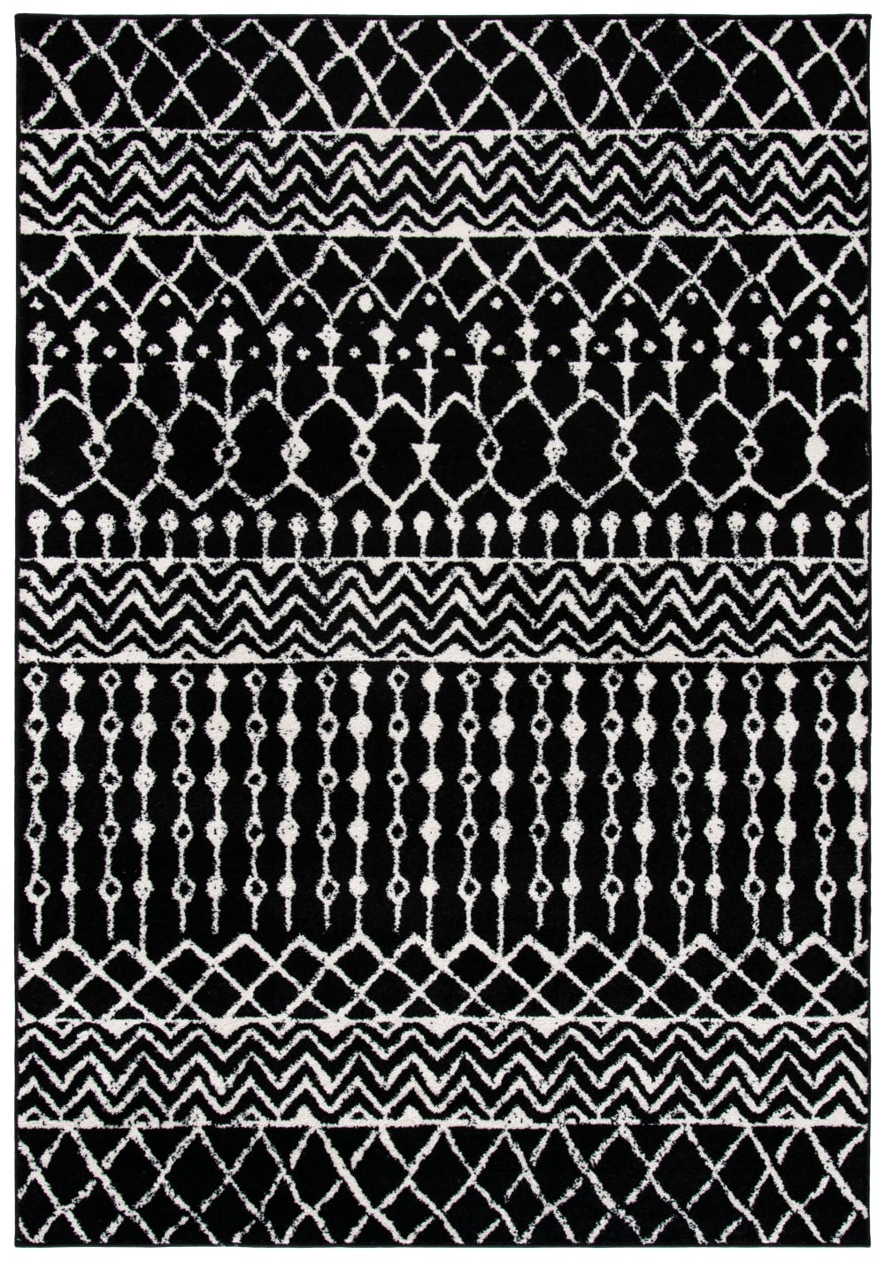 Safavieh Tapis bohémien en polypropylène noir/blanc, 122 x 183 cm style classique chic - Pp - Polypropylène