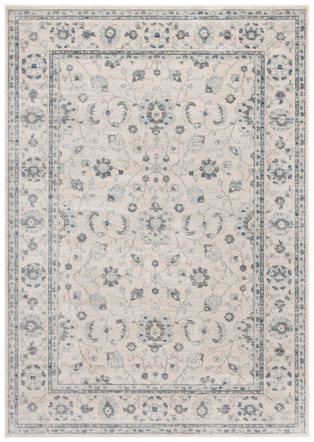 Alfombra tradicional de viscosa gris/beige, 122 x 183 cm