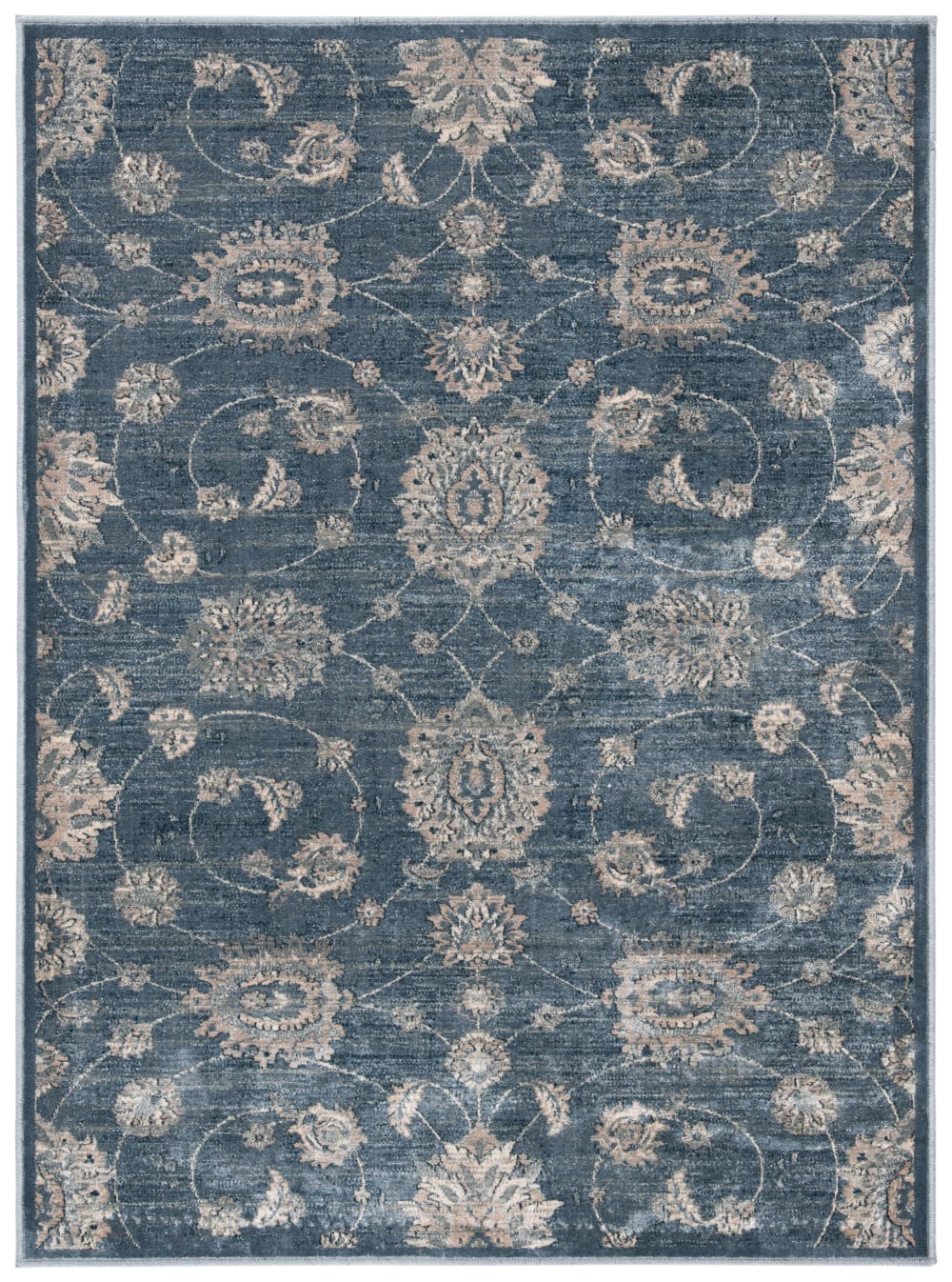 Alfombra tradicional de viscosa azul/beige, 122 x 183 cm - Maisons du Monde