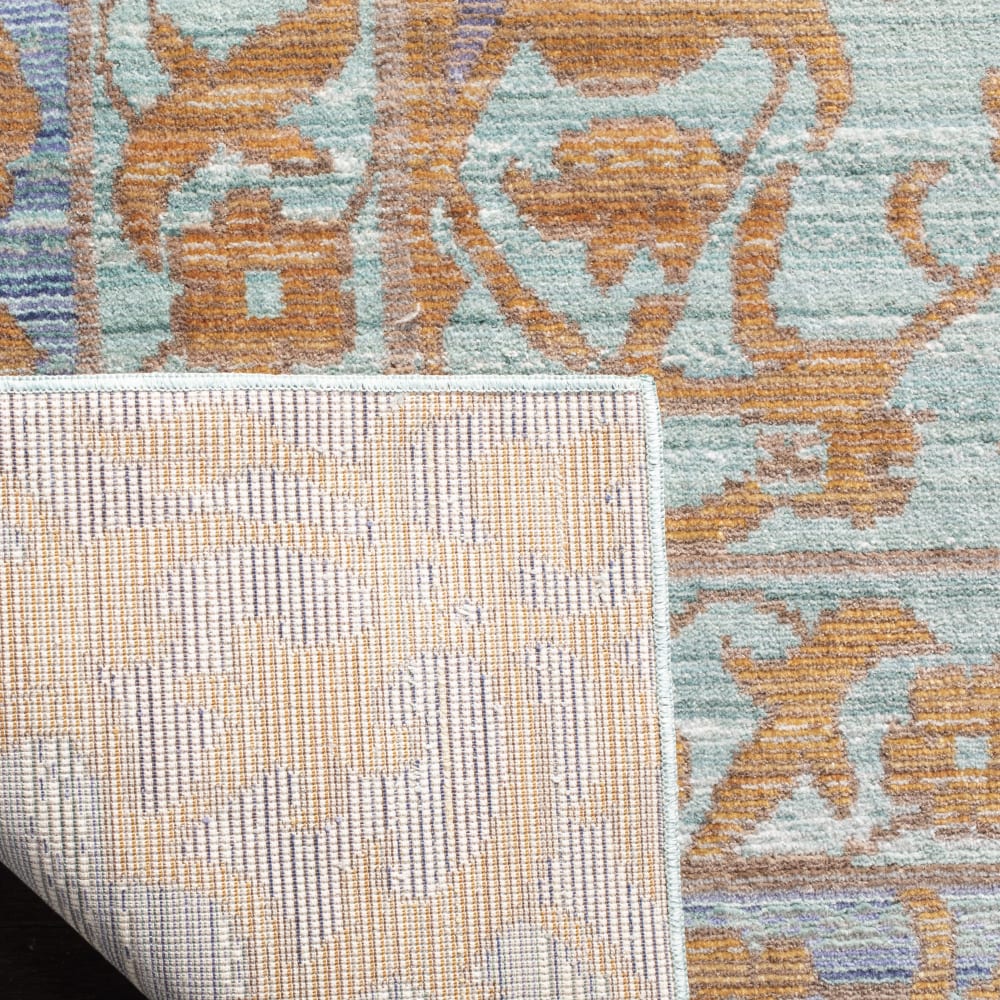 Tapis artisanat inspiré en polyester bleu/or, 122 x 183 cm — vue 4