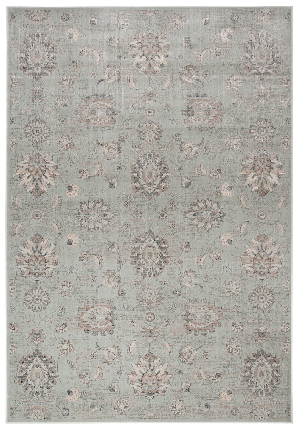 Alfombra tradicional de viscosa azul/gris, 160 x 229 cm
