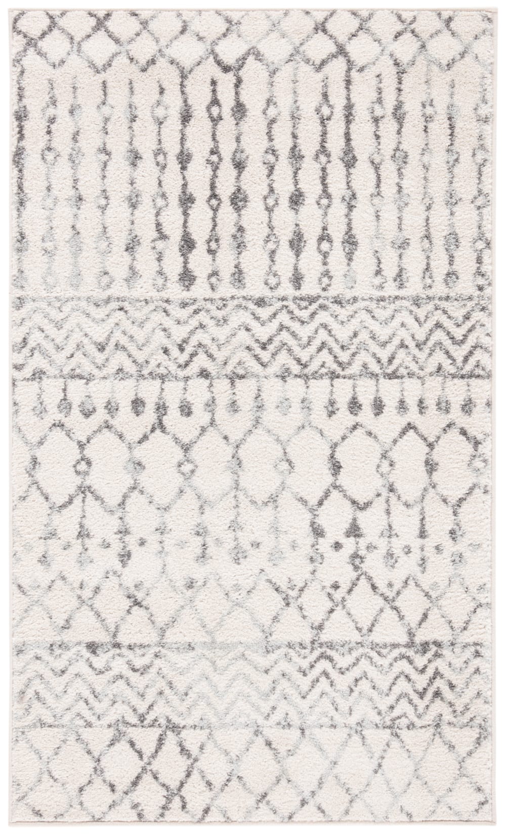 Alfombra bohemio de polipropileno blanco/gris, 122 x 183 cm - Maisons du Monde