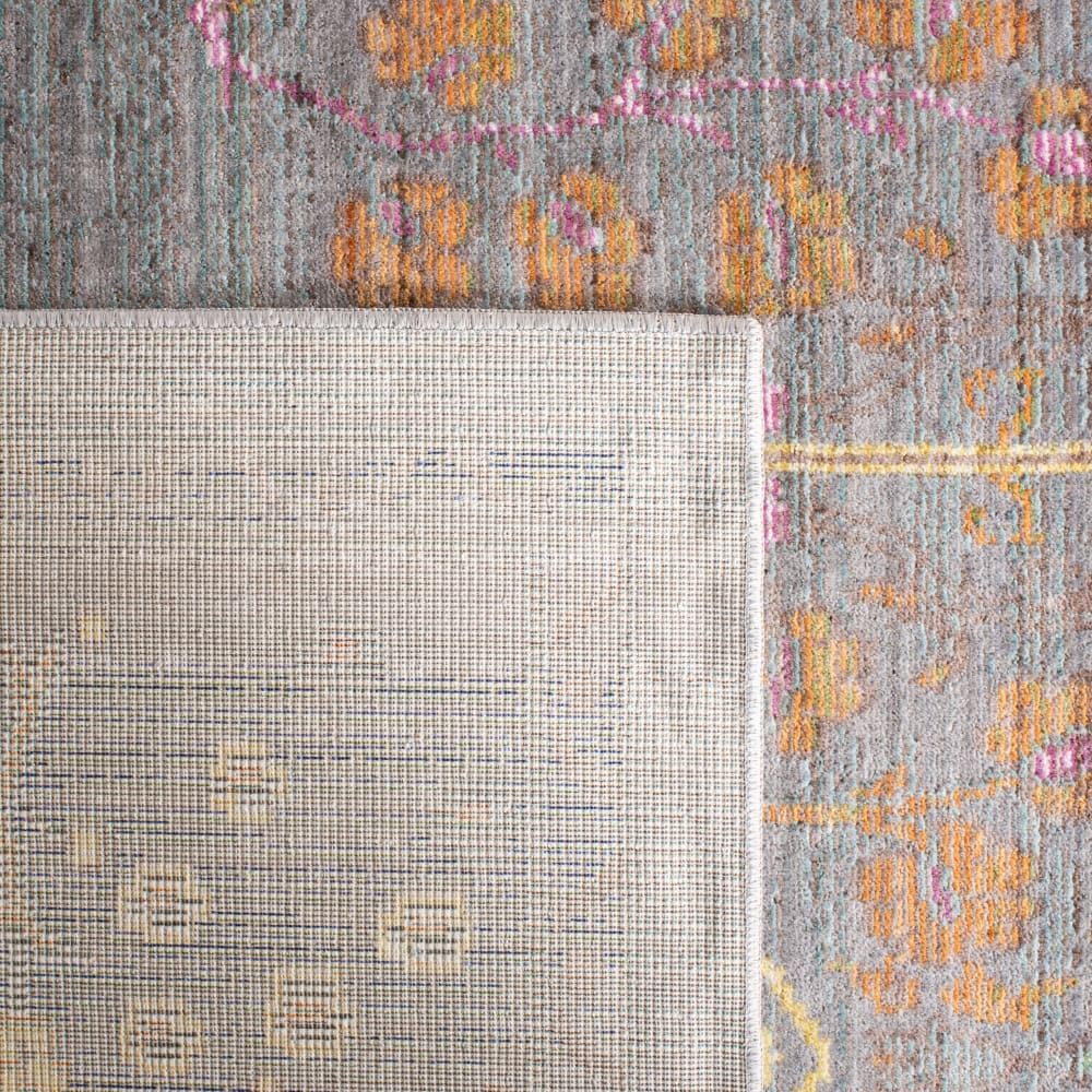 Tapis artisanat inspiré en polyester gris/multicolore, 122 x 183 cm — vue 4
