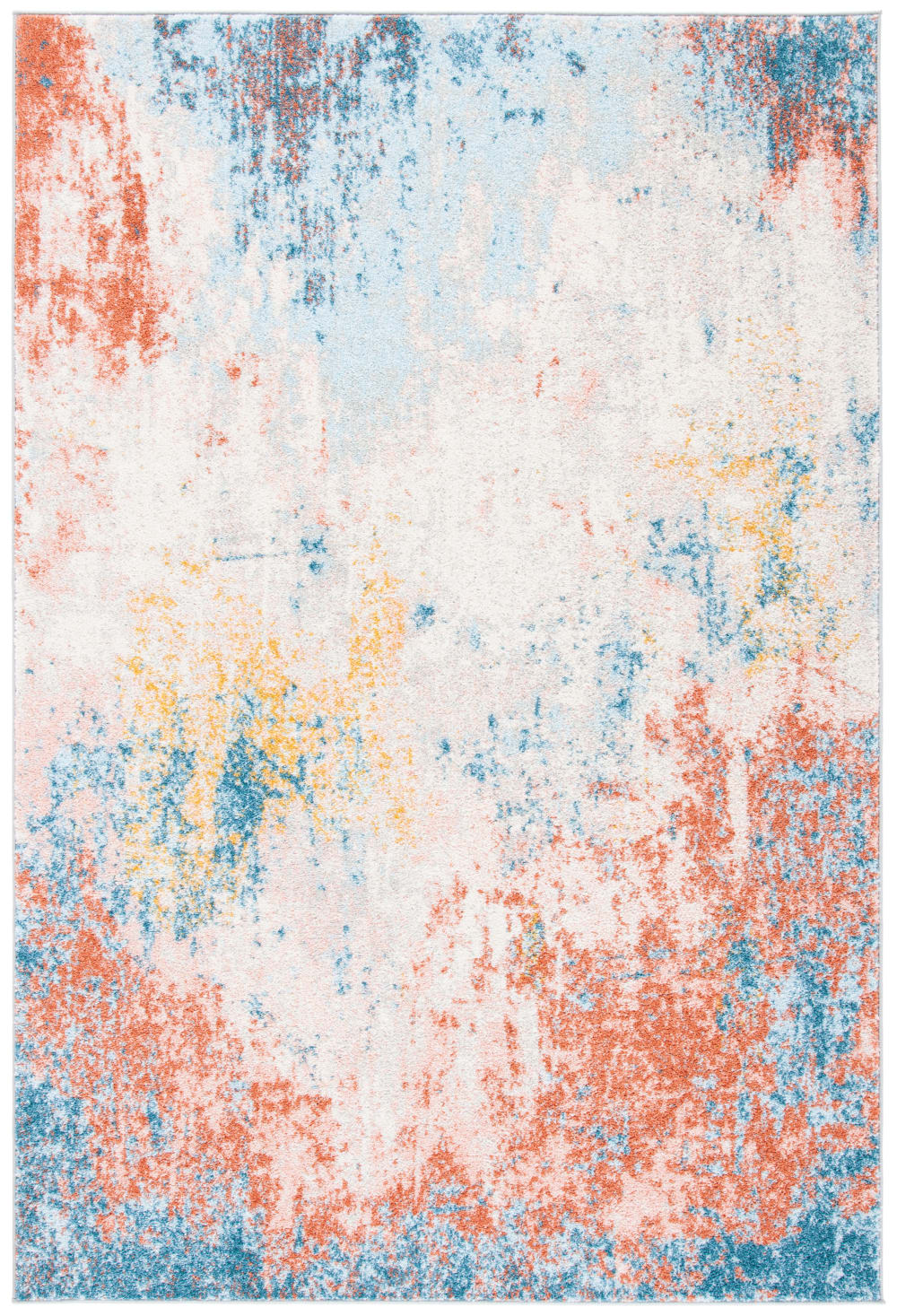 Tapis contemporain en polypropylène blanc/rose, 122 x 183 cm