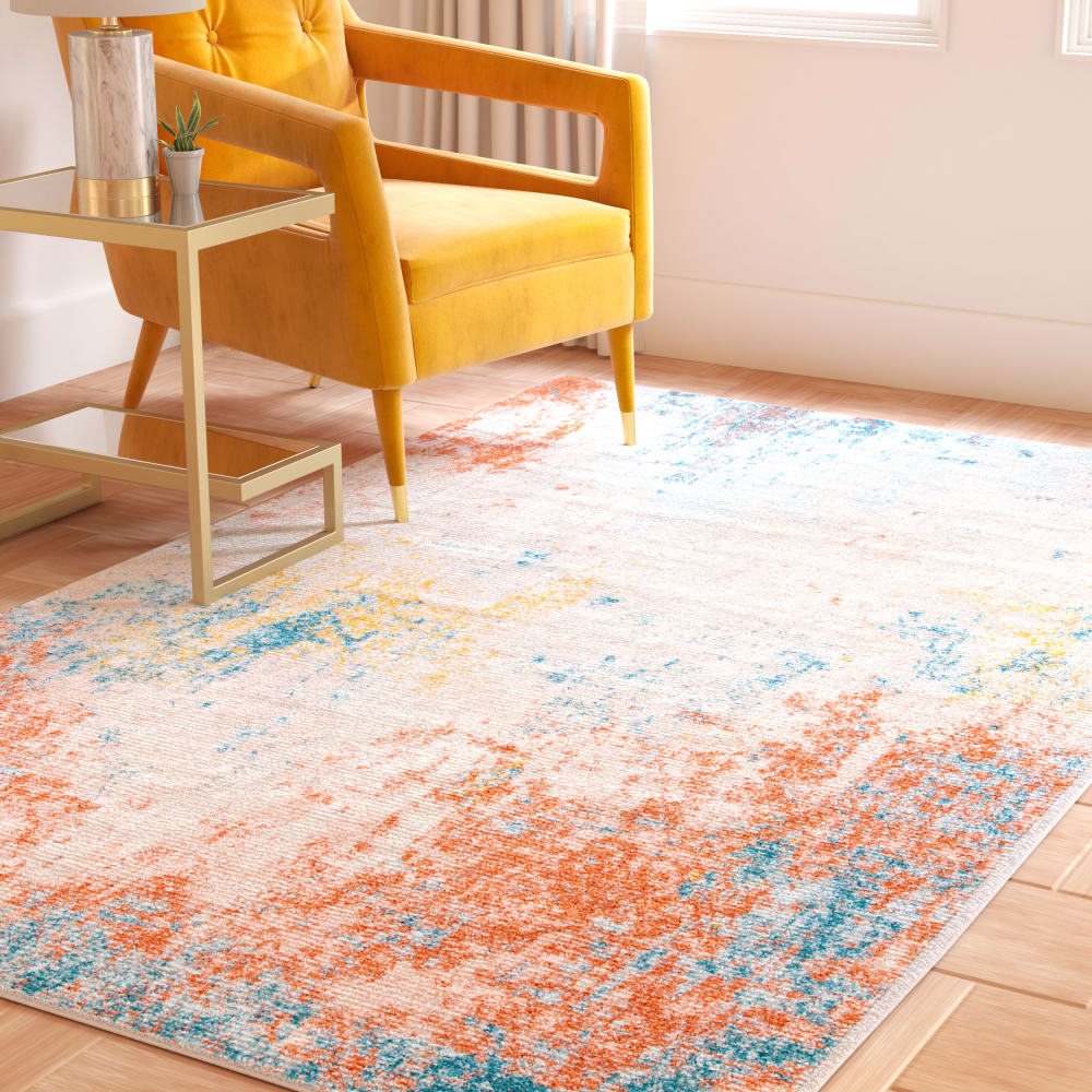 Tapis contemporain en polypropylène blanc/rose, 122 x 183 cm — vue 3