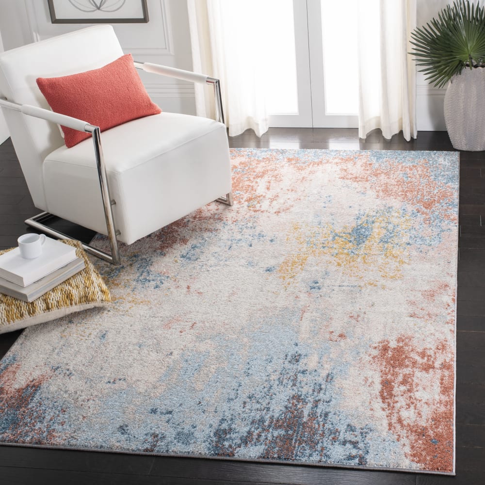 Tapis contemporain en polypropylène blanc/rose, 122 x 183 cm — vue 4