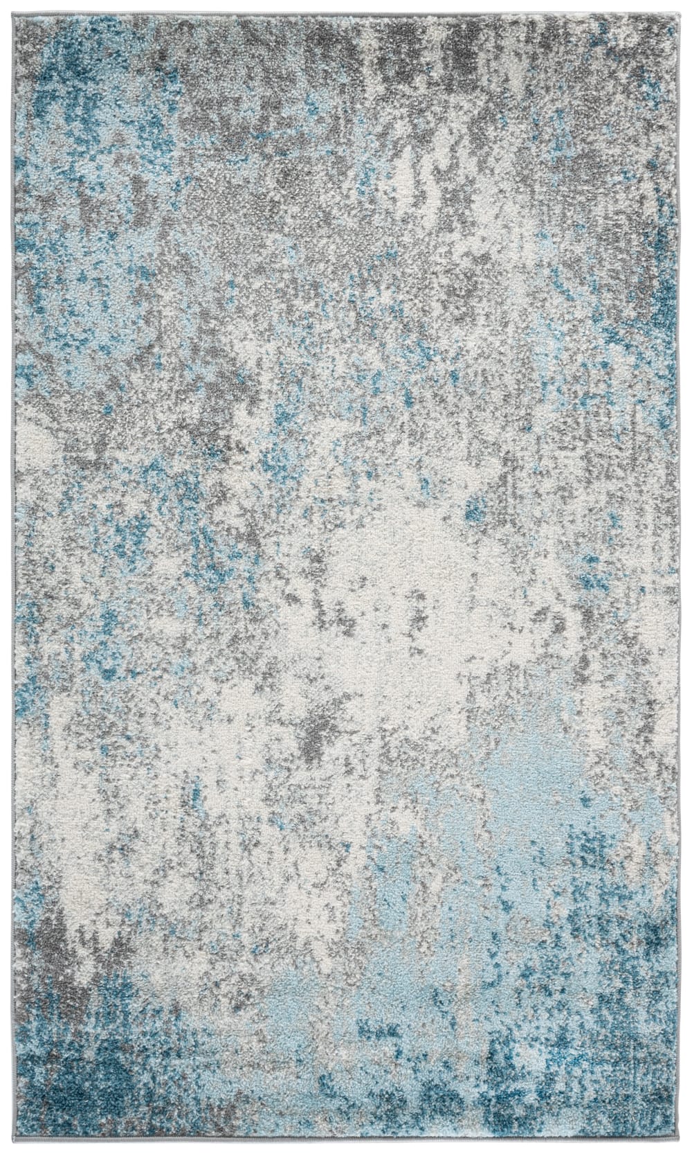 Tapis contemporain en polypropylène gris/bleu, 91 x 152 cm