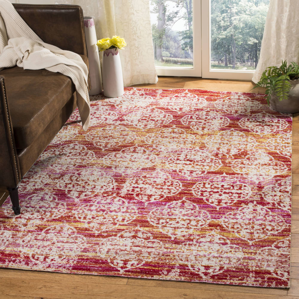 Alfombra de polipropileno rosa/multicolor, 122 x 183 cm - Maisons du Monde