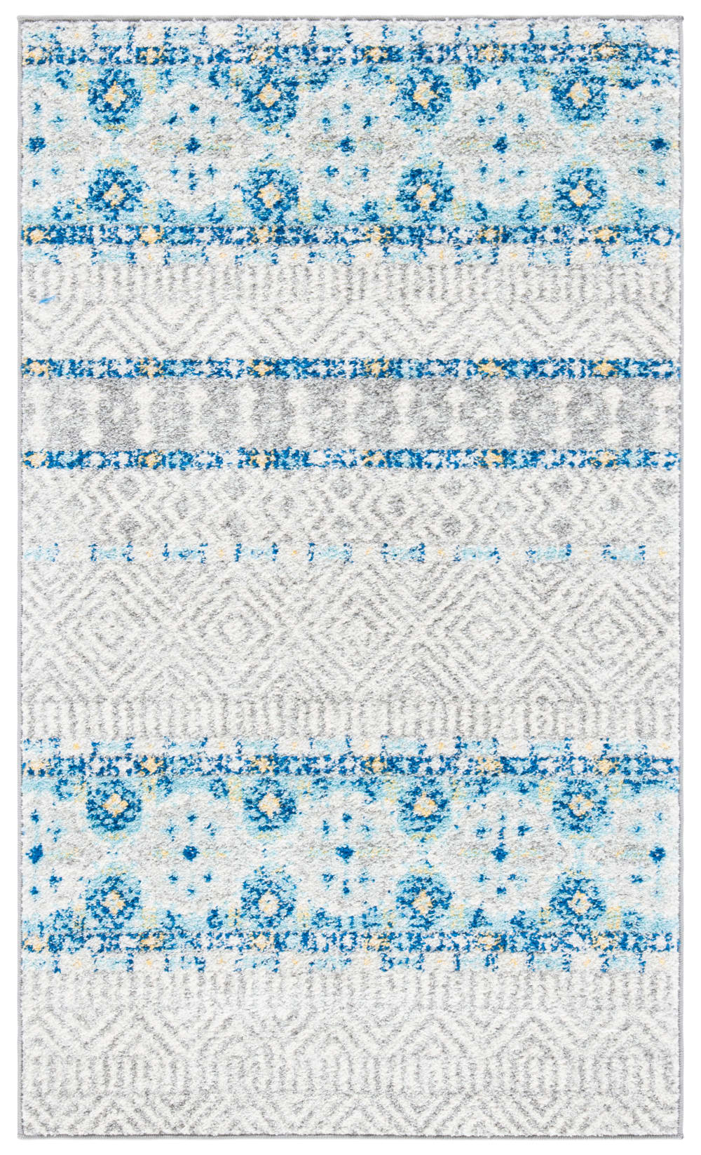 Alfombra bohemio de polipropileno gris/azul, 122 x 183 cm - Maisons du Monde