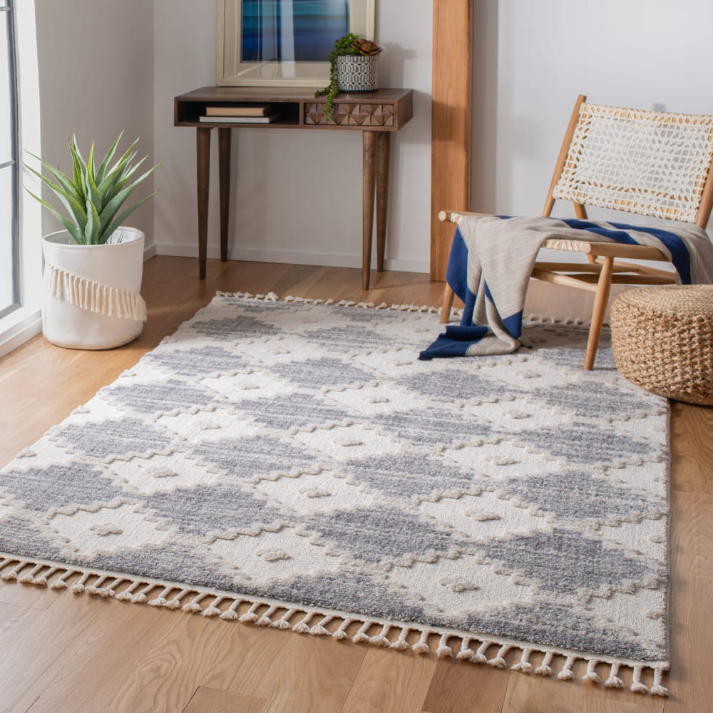 Alfombra bohemio de poliéster blanco/multicolor, 122 x 183 cm