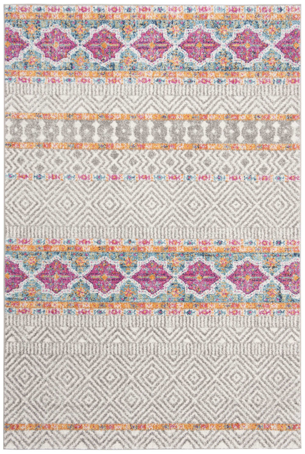 Tapis chic moderne en polypropylène gris/blanc, 155 x 229 cm