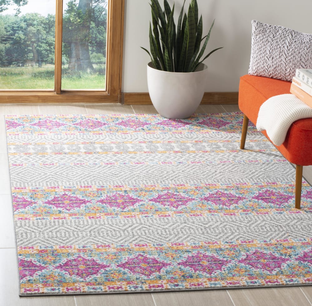 Tapis chic moderne en polypropylène gris/blanc, 155 x 229 cm — vue 3