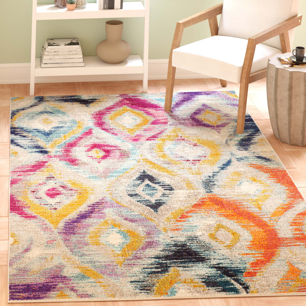 Tapis bohème chic en polypropylène multicolore, 122 x 170 cm — vue 3