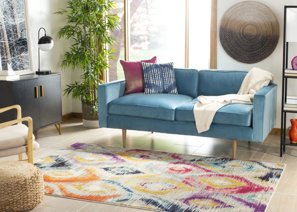 Tapis bohème chic en polypropylène multicolore, 122 x 170 cm — vue 4