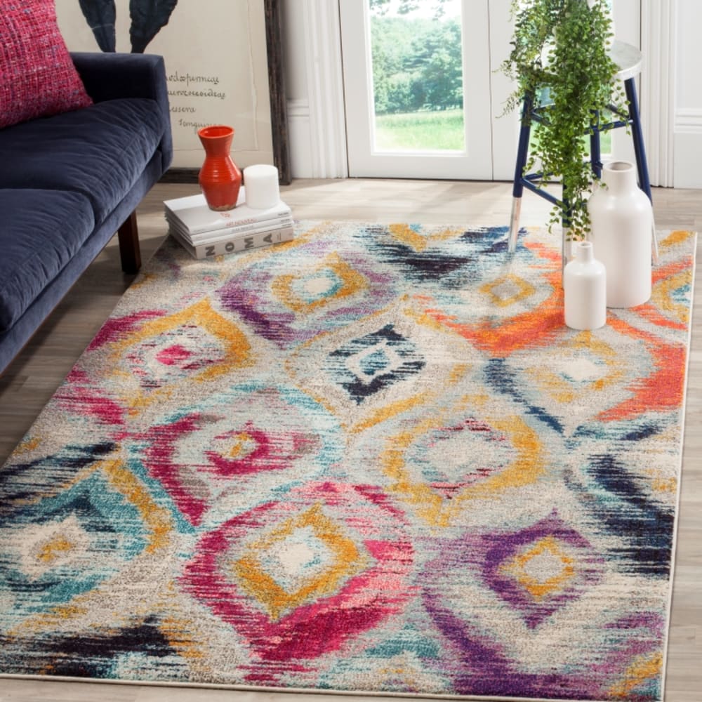 Tapis bohème chic en polypropylène multicolore, 155 x 231 cm